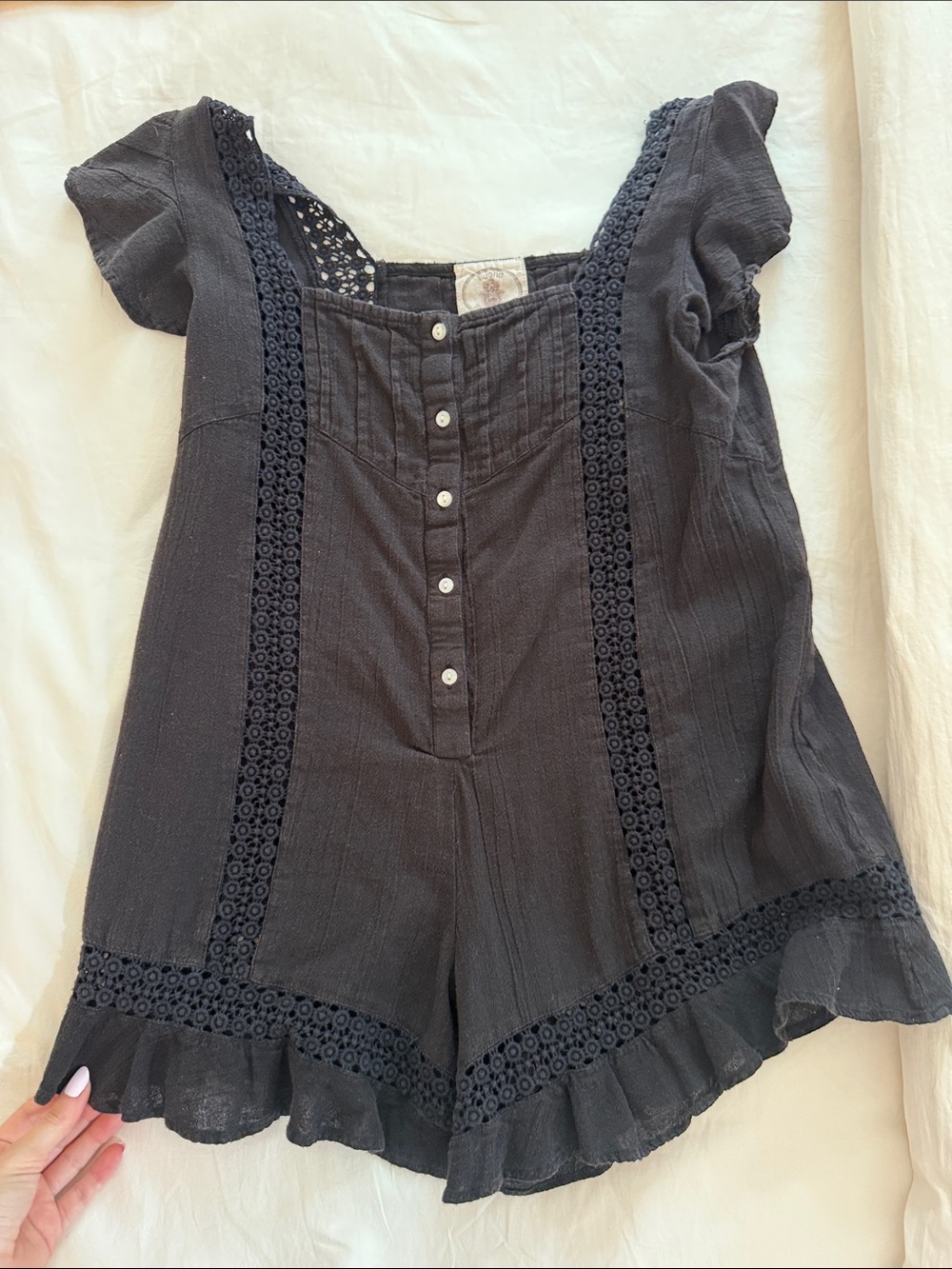 Black Ruffled Jumpsuit - Picture 2 of 4